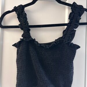 SHEIN Black Ruffle Crop Top size Small